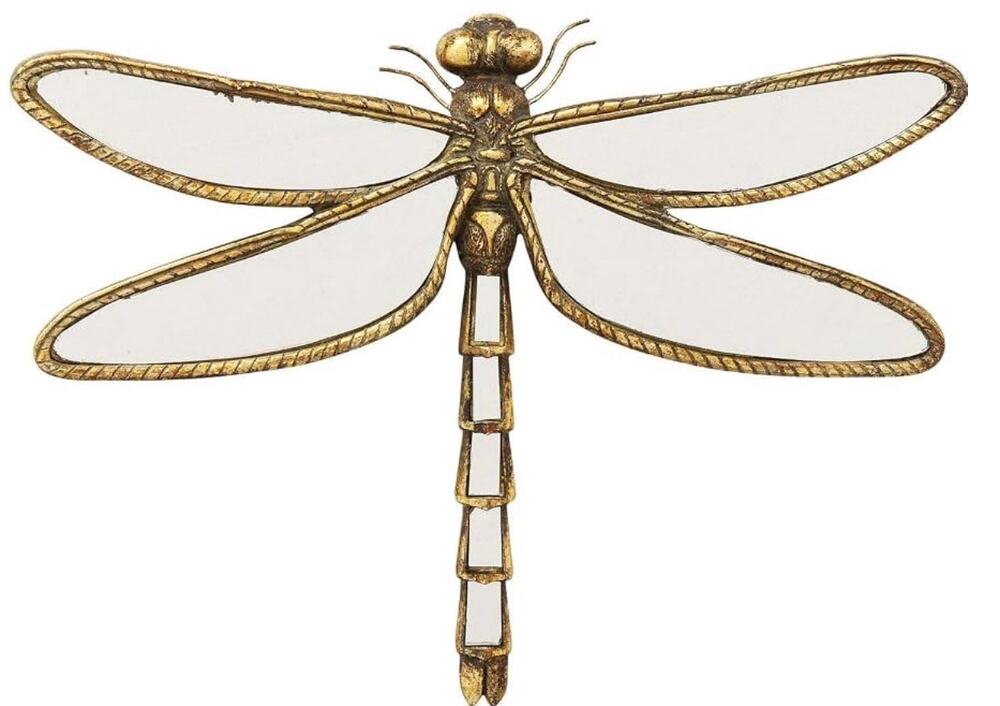 Vintage Style Gold Dragonfly Wall Mirror Decorative Insect Accent Art 10.5x9.5”